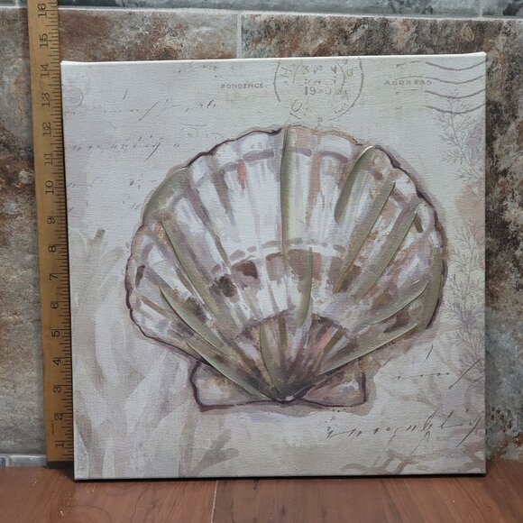Starfish Scallop Shell Painting Canvas Hanging Wall Art Sea life Beach Decor - Picture 9 of 12